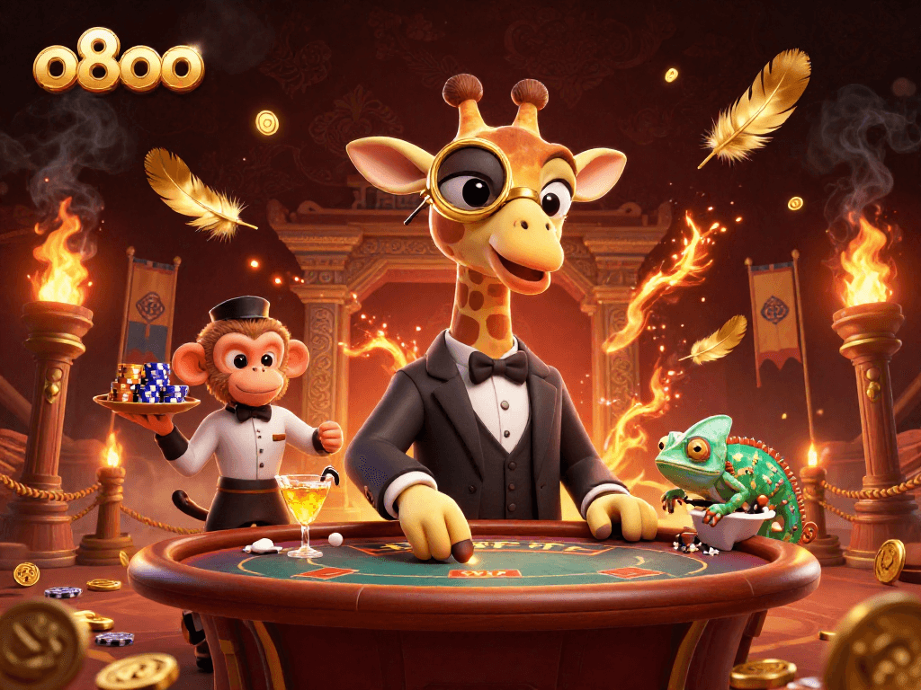 Engage with thrilling games at o8oo's vibrant casino featuring unique characters and an electrifying atmosphere.