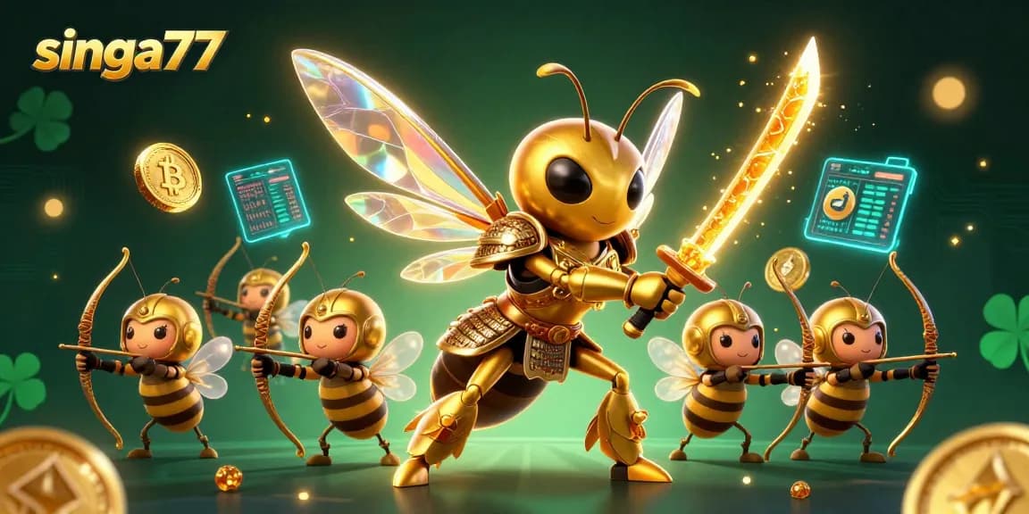 Experience the thrill of singa77 with a vibrant 3D casino scene featuring crypto elements.