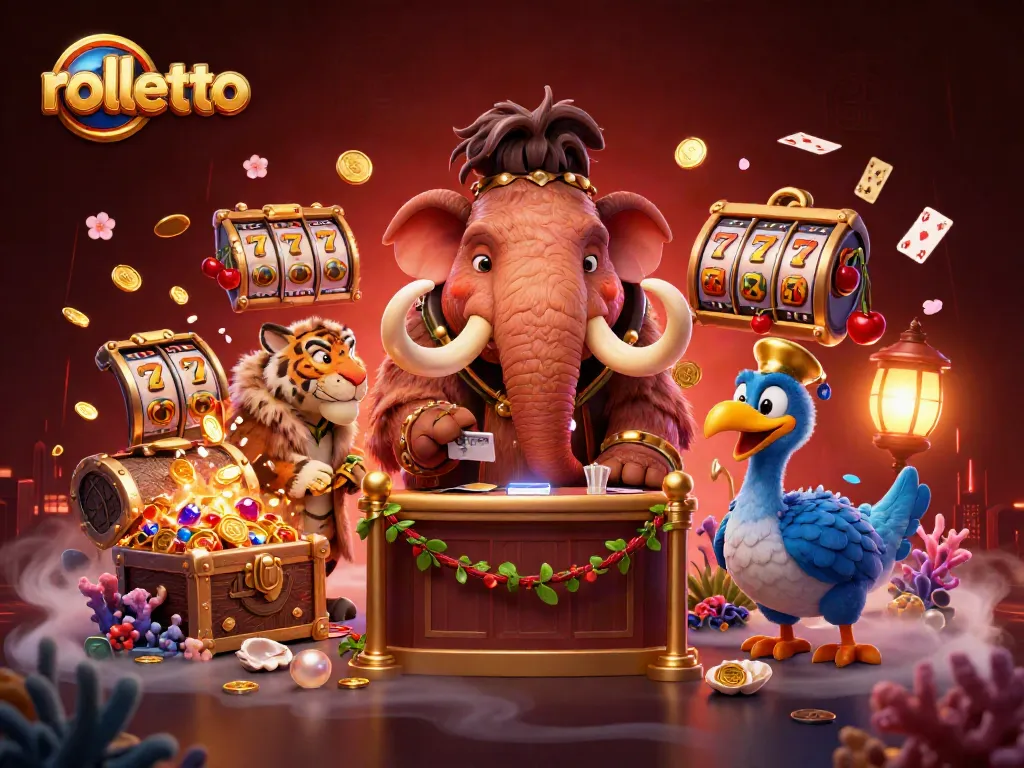 Experience the thrill of rolletto with a vibrant casino scene featuring characters and dynamic gaming elements.