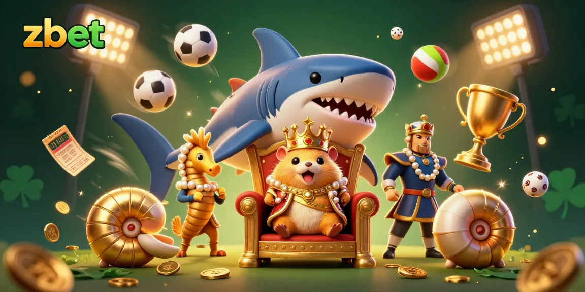 Experience zbet excitement with a fierce hamster king surrounded by dynamic sports betting elements.