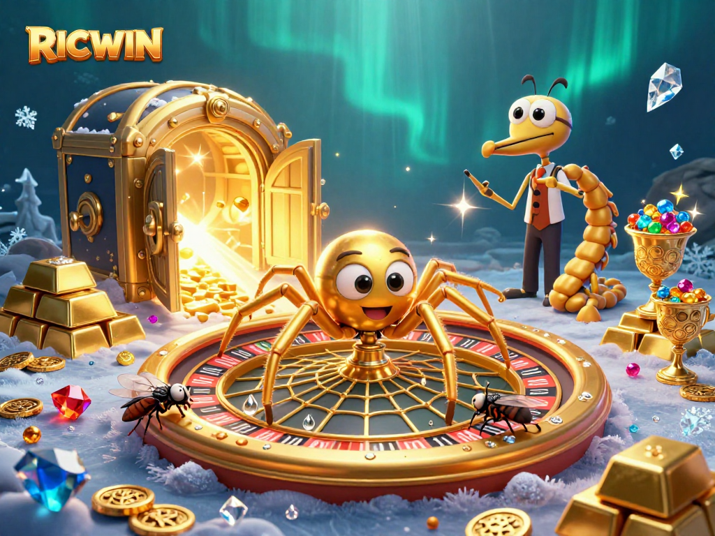 Bet on big wins with RICWIN in this vibrant 3D casino illustration