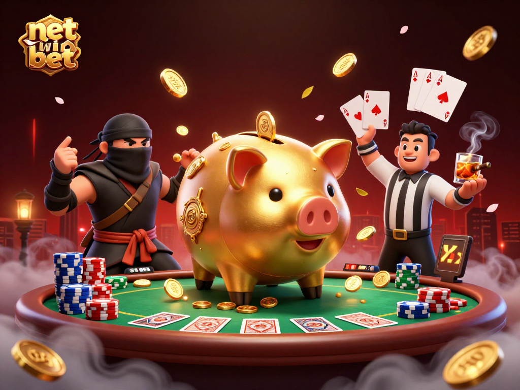 Experience the thrill of net win bet at this dynamic casino scene with colorful characters and vibrant action.