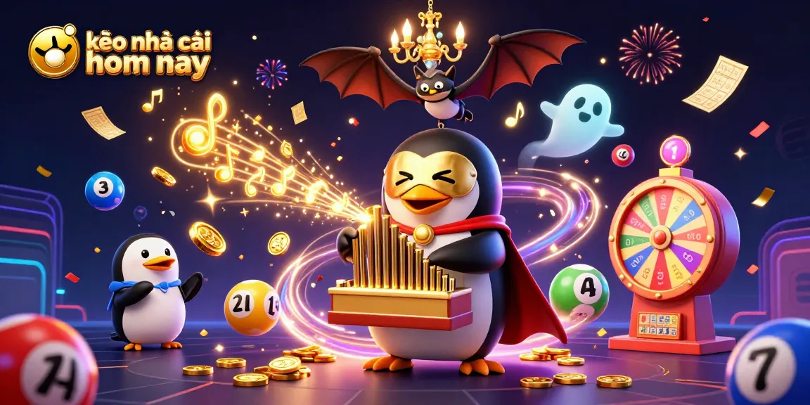 Experience the thrill with kèo nhà cái hôm nay through a vibrant gaming scene featuring colorful lottery elements and enchanting characters.