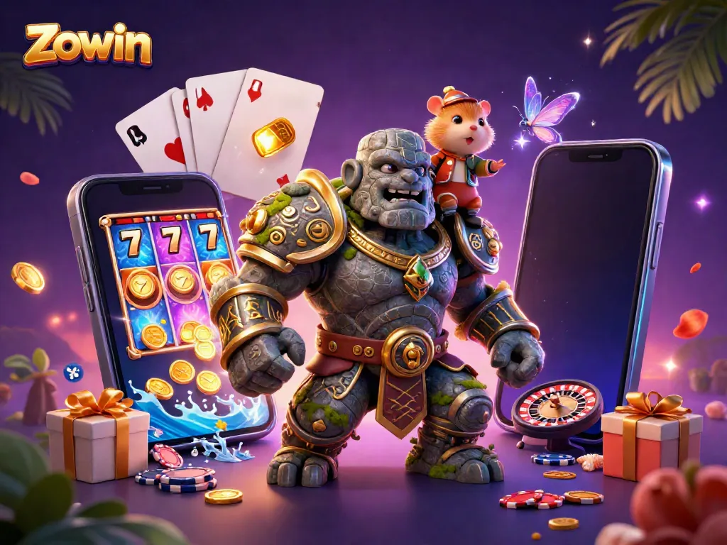 Zowin immersive casino adventure with enchanting characters and lively gaming elements.