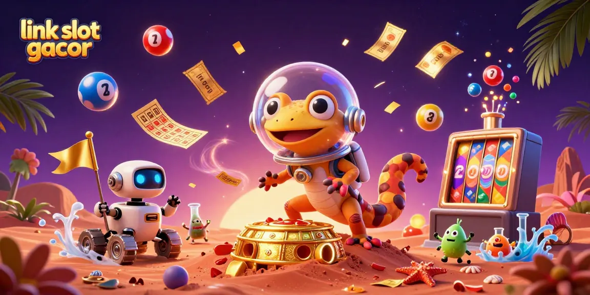 Engage with the action of link slot gacor in an exhilarating 3D casino scene, showcasing vibrant slot reels and dynamic elements.