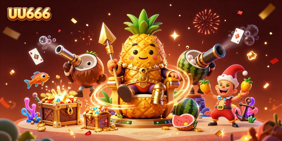 Experience thrilling gameplay at UU666's vibrant online casino with festive characters and dazzling visuals.